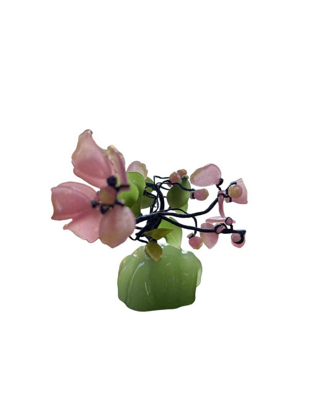 Unbranded Faux Florals One Size Green Jade Pink Glass Floral Arrangement